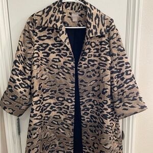Chico's Animal Print Jacket in Black and Tan